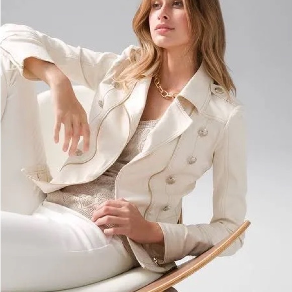 WHBM Denim Peplum Moto Jacket NWT Size 4 - Picture 2 of 7